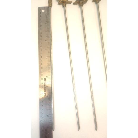 Vintage Antique Heavy Duty Brass Skewers Minoan Mythological Creatures Set of 4 - Picture 9 of 9